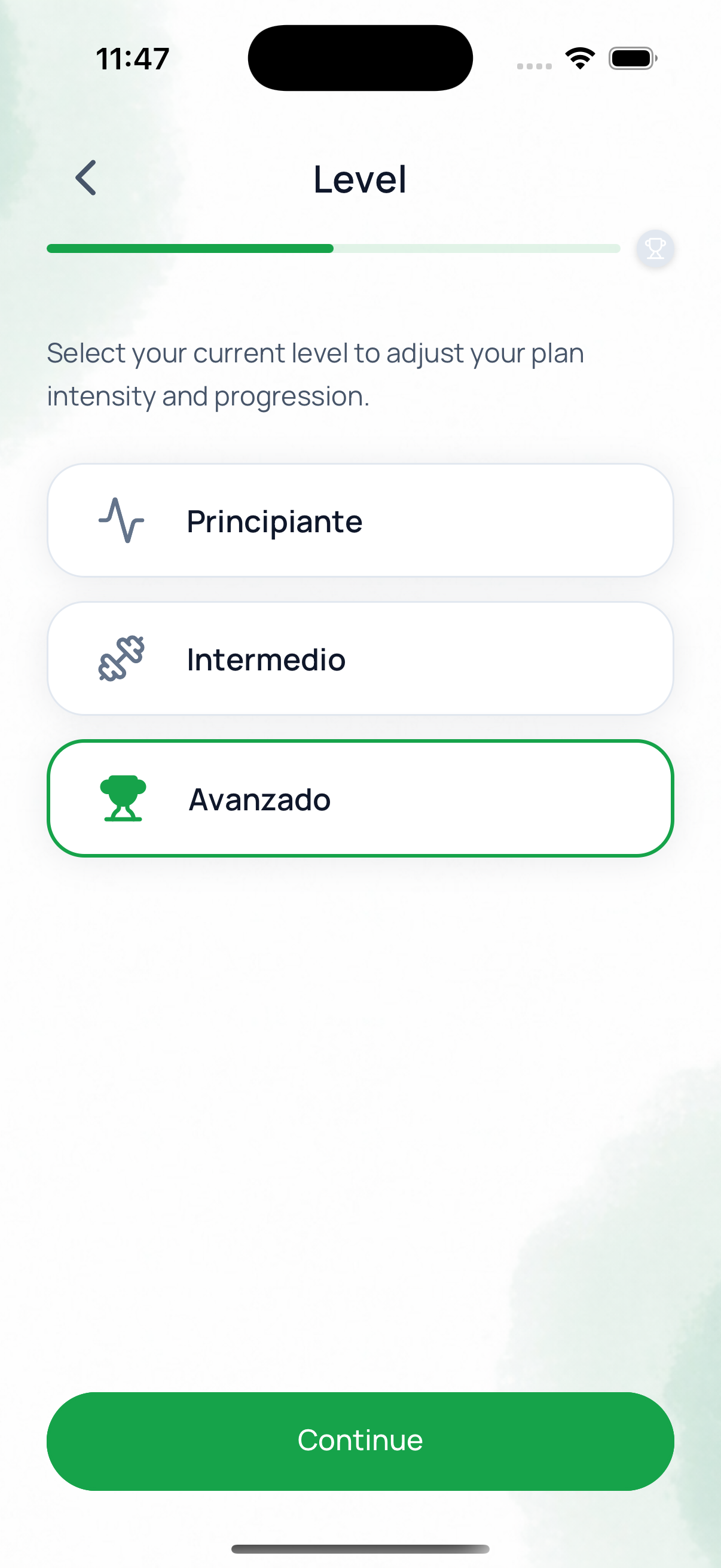 Pantalla de configuracion de perfil en Atlemov